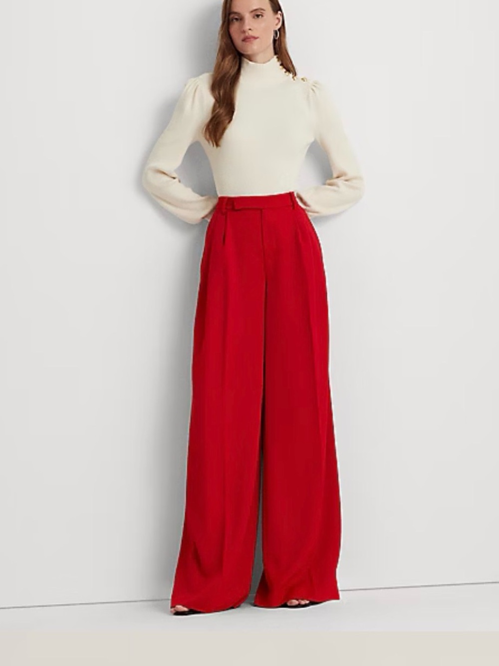 Lauren Ralph Lauren Pleated Satin Crepe wide-leg pants